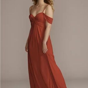 David’s bridal Off-Shoulder Dress in cinnamon